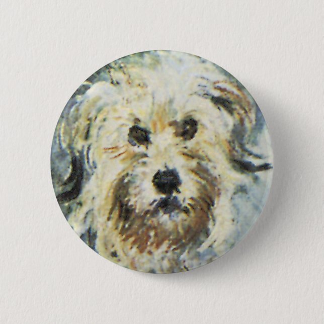Dog Detail from Claude Monet Painting Pinback Button (Front)