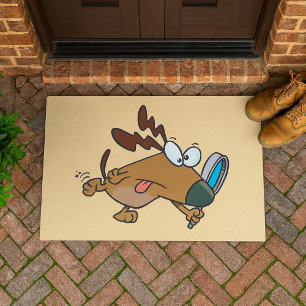 Dog Detective with Magnifying Glass Doormat