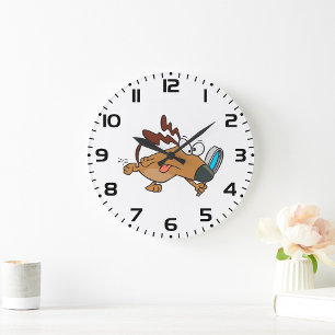 Dog Detective with Magnifying Glass Large Clock