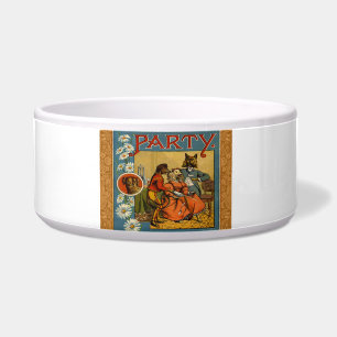 Dog Dinner Party Vintage dog illustration Bowl