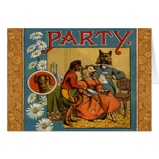 Dog Dinner Party Vintage dog illustration Cards (Front Horizontal)