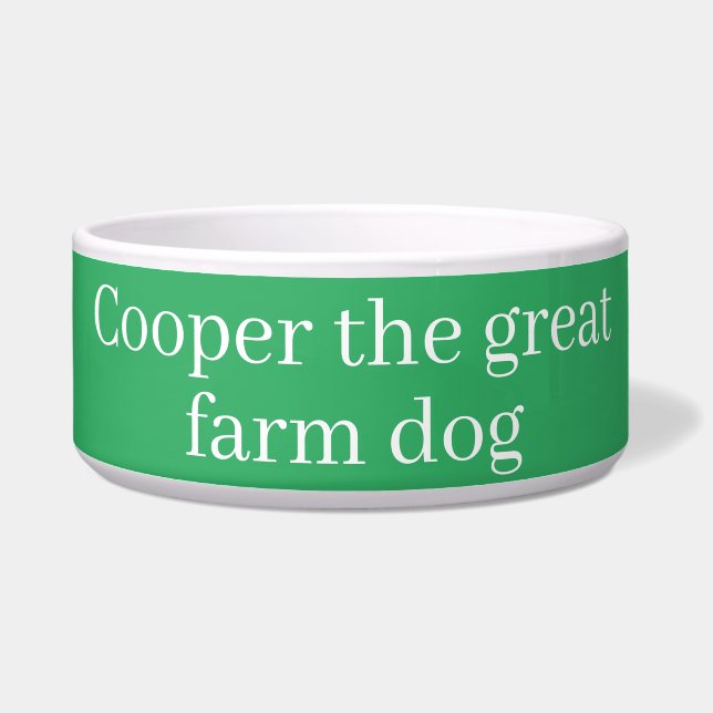 Dog dish, your dog's name & title, green bowl (Left)