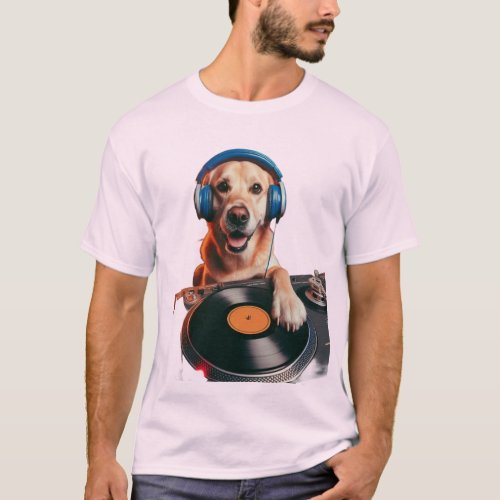 Dog DJing Party Spinning Records With Palm T_Shirt