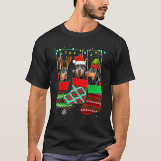 Dog Doberman Christmas Socks Xmas Pajama Pet Pupp T-Shirt