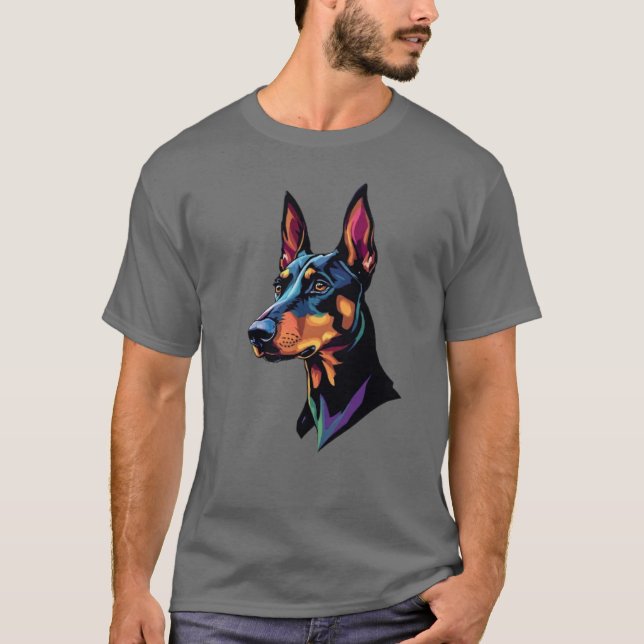 Dog Doberman Colorful T-Shirt (Front)
