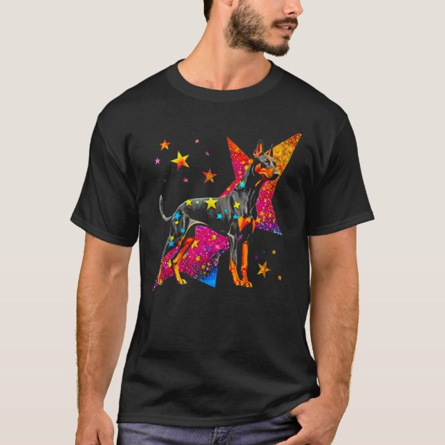 Dog Doberman Pinscher Space Astrophysics T-Shirt (Front)
