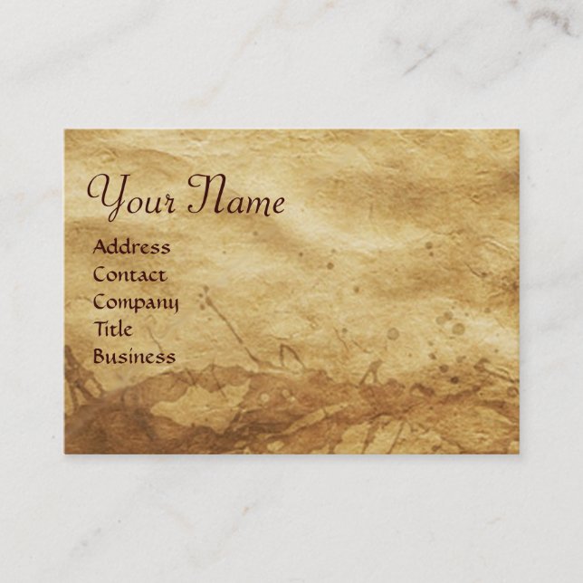 DOG DOCTOR WITH KITTEN Parchment Monogram Business Card (Front)