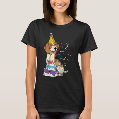 Dog  Dog Owner Pet Birthday Party Cake Beagle T_Shirt