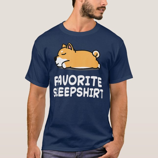 Dog Dogs Shiba Inu Sleeping Sleep Pajama Pajamas T-Shirt (Front)
