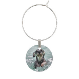 Dog doing Doggy Paddle Wine Charm