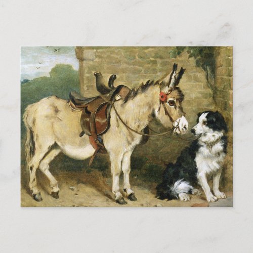 Dog  Donkey Animal Friends _ Vintage Art by Emms Postcard