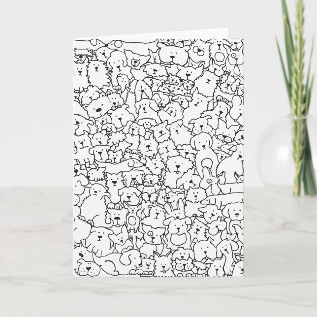 Dog Doodle Art Blank Notecard (Front)
