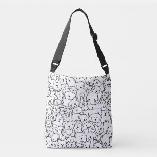 Dog Doodle Line Art Crossbody Bag