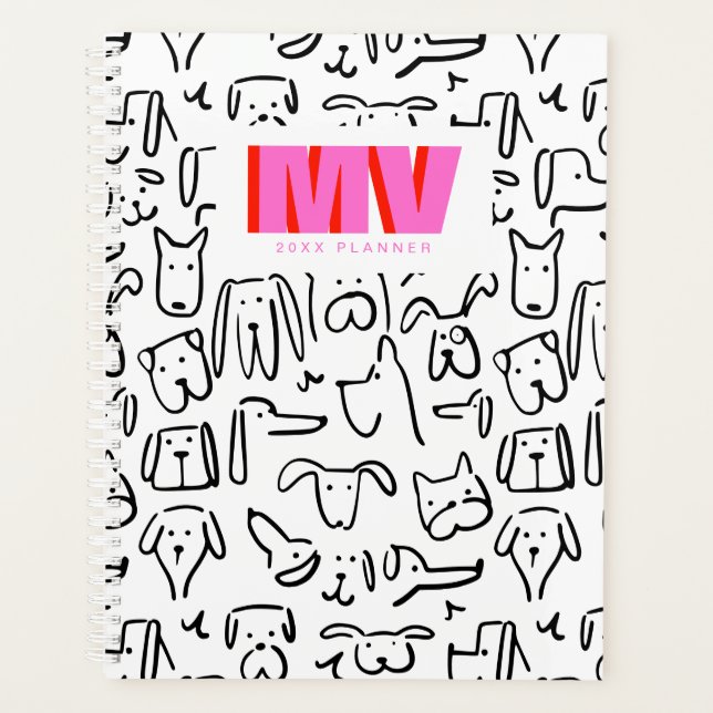 Dog Doodles | Personalized Monogram Planner (Front)