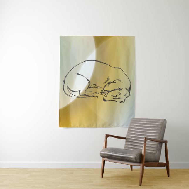 Dog drawing, Dachshund Art Wall Tapestry (In Situ)