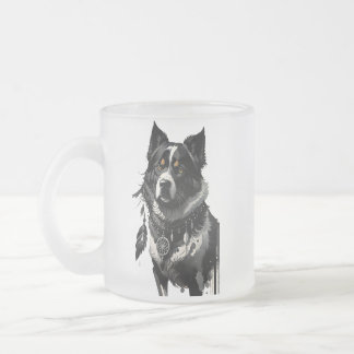 dog, dreamcatcher, amulet, talisman, frosted glass coffee mug