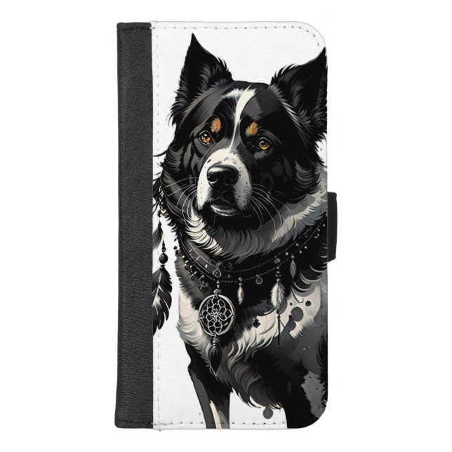 dog, dreamcatcher, amulet, talisman,  iPhone wallet case (Front)