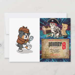 Dog dressed up like a detective   choose back colo invitation