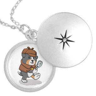 Dog dressed up like a detective   choose back colo locket necklace