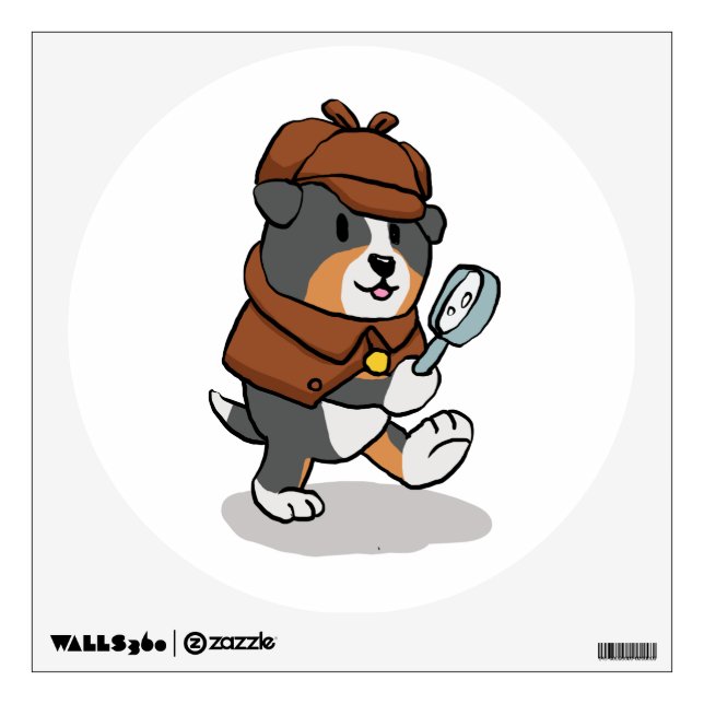 Dog dressed up like a detective | choose back colo wall decal (Front)