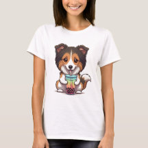 Dog drinking Boba T-shirt