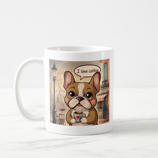 DOG DRINKING COFFEE  MUG (Left)