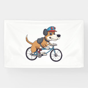 dog driving a bicycle banner