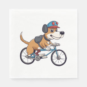 dog driving a bicycle napkins