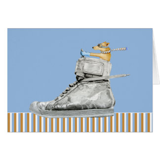 Dog Driving a Shoe striped Card