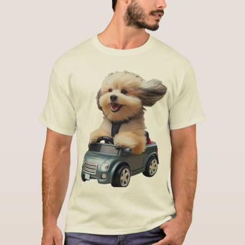 Dog Driving Roy Car Cruising Down wind T_Shirt