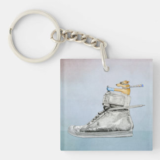 Dog Driving Shoe Square Acrylic Keychain