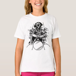 Dog Drummer Playing Drums Girl T-Shirt