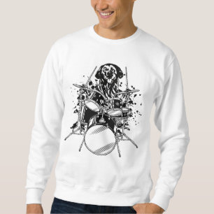 Dog Drummer Playing Drums Men Sweatshirt