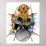 Dog Drummer Playing Drums Poster<br><div class="desc">Punk Rockstar Dog Puppy Drummer Playing Drums Graphic design Gift Poster Classic Collection.</div>