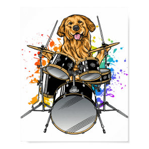 Dog Drummer Playing Drums Poster