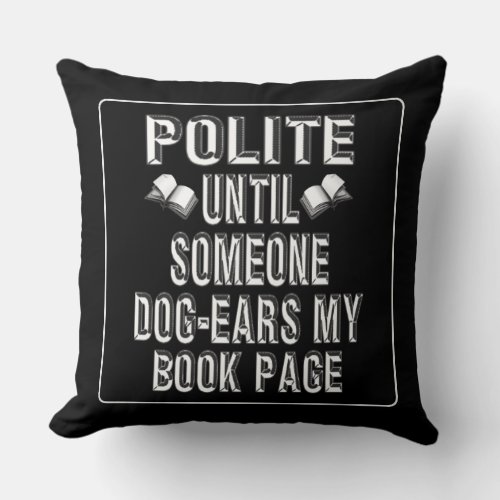 Dog Ear Books Humor Throw Pillow