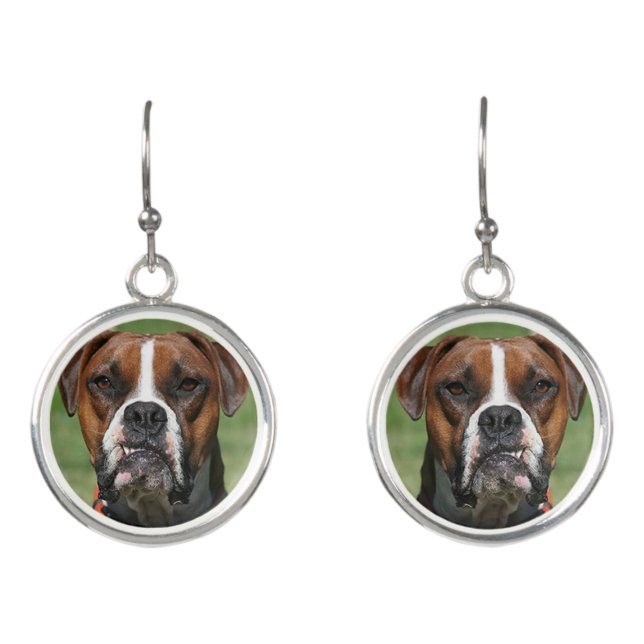 Dog Earrings -Boxer Dog Jewelry (Front)