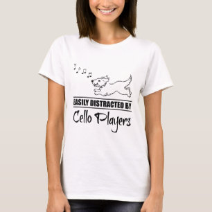Dog Easily Distracted By Cello Players Music Notes T-Shirt