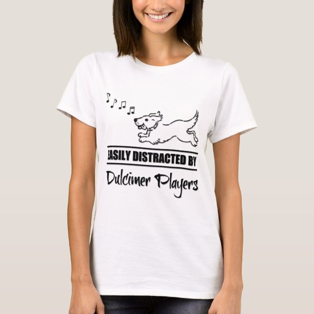 Dog Easily Distracted By Dulcimer Players Music T-Shirt (Front)