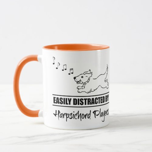Running Dog Easily Distracted by Harpsichord Players Music Notes Coffee Mug