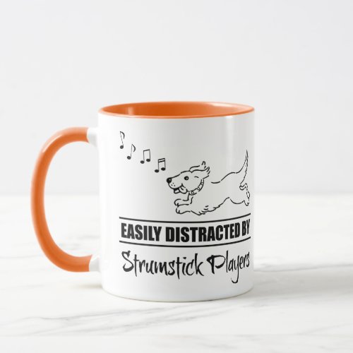 Running Dog Easily Distracted by Strumstick Players Music Notes Coffee Mug
