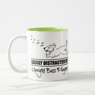 Dog Easily Distracted by Upright Bass Players Two-Tone Coffee Mug