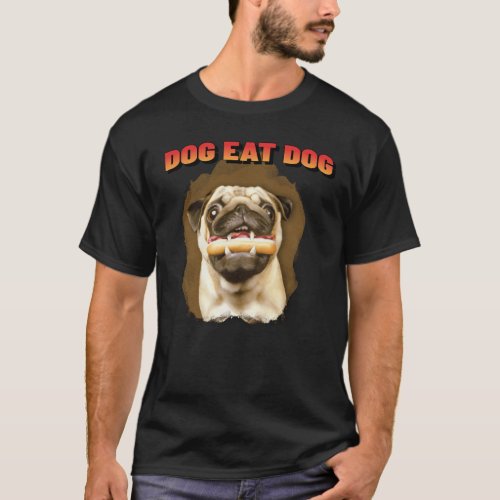 Dog Eat Dog Funny Pug Hot Dog T_Shirt