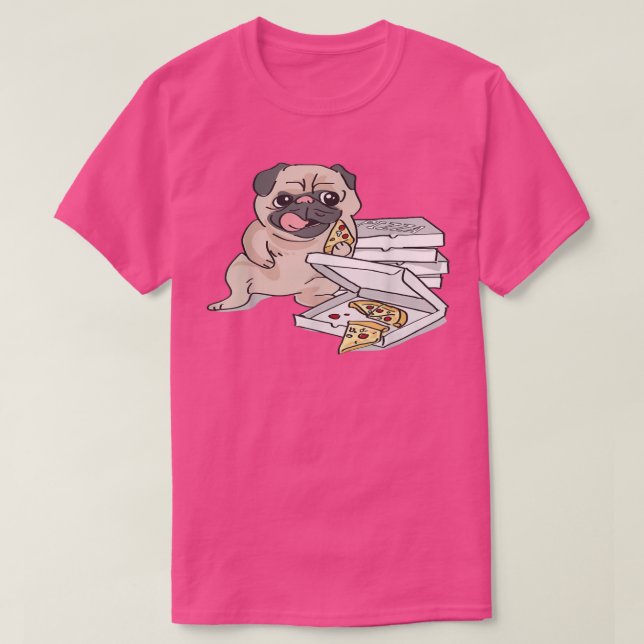 Dog Eating A Pizza  T-Shirt (Design Front)
