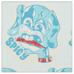 Dog eating hot chili pepper fabric