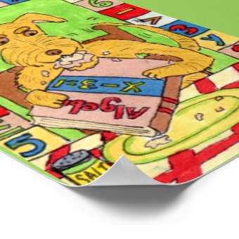 Dog Eating Math Homework Mini Folk Art Poster | Zazzle