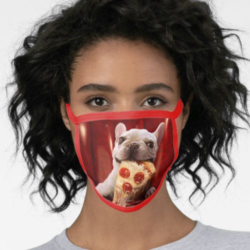 Dog Eating Pizza Slice Face Mask