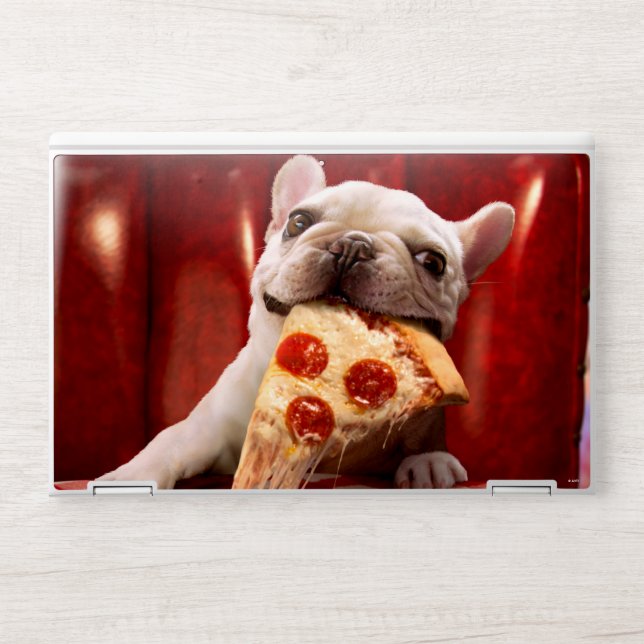 Dog Eating Pizza Slice HP Laptop Skin (Front)