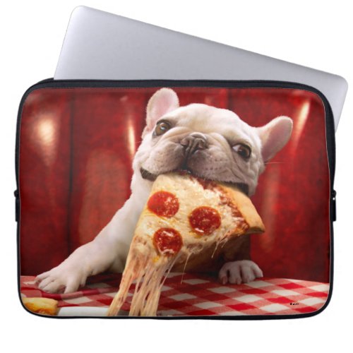 Dog Eating Pizza Slice Laptop Sleeve