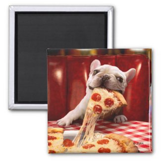 Dog Eating Pizza Slice Magnet